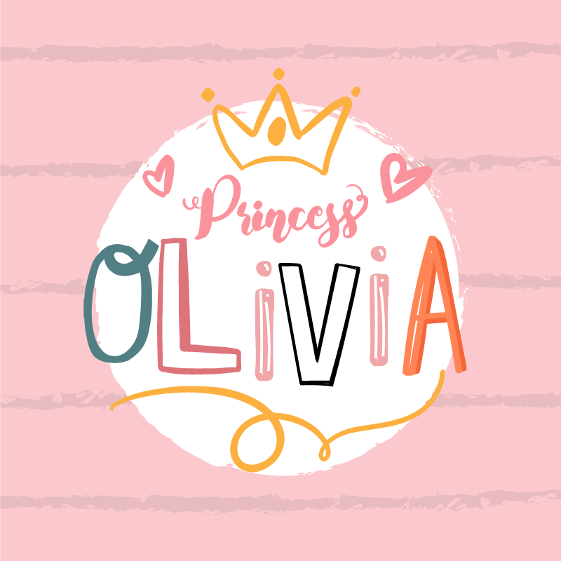 Vinyl Teppich kindlich gekrönte prinzessin mit namen - TenStickers