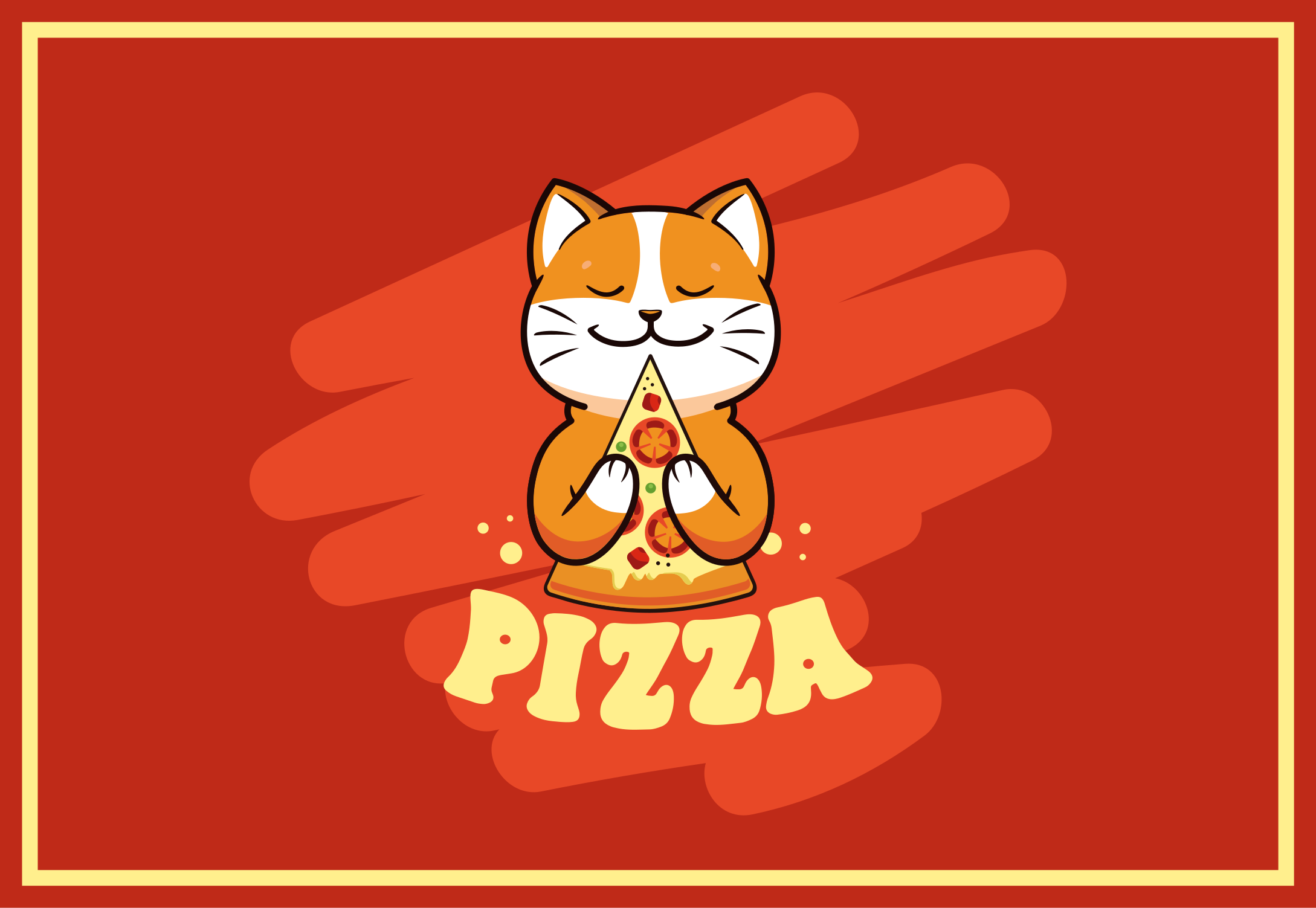 Vinyl teppich küche süße katze mit pizza - TenStickers