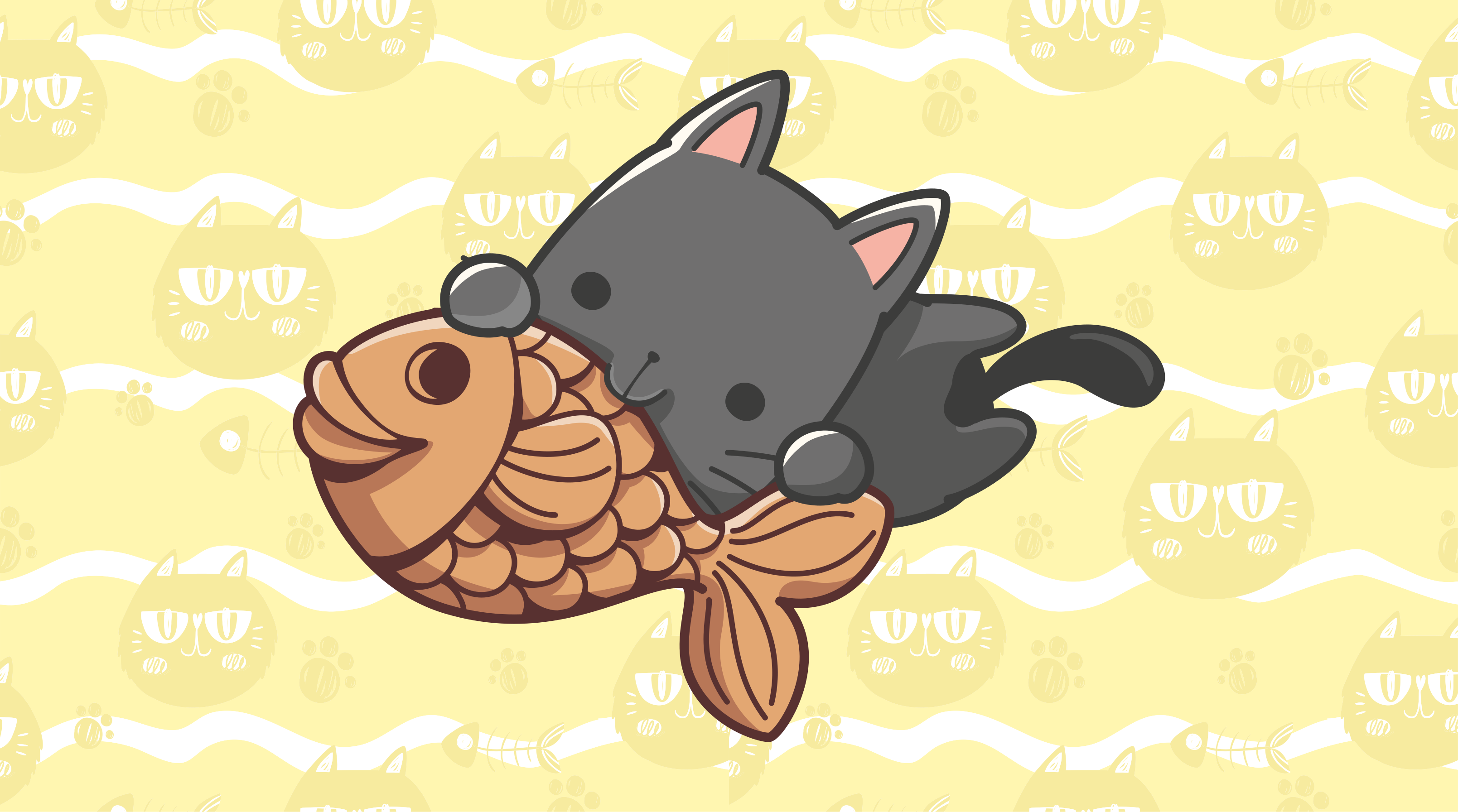 Vinyl Teppich Tiere babykatze isst fisch - TenStickers