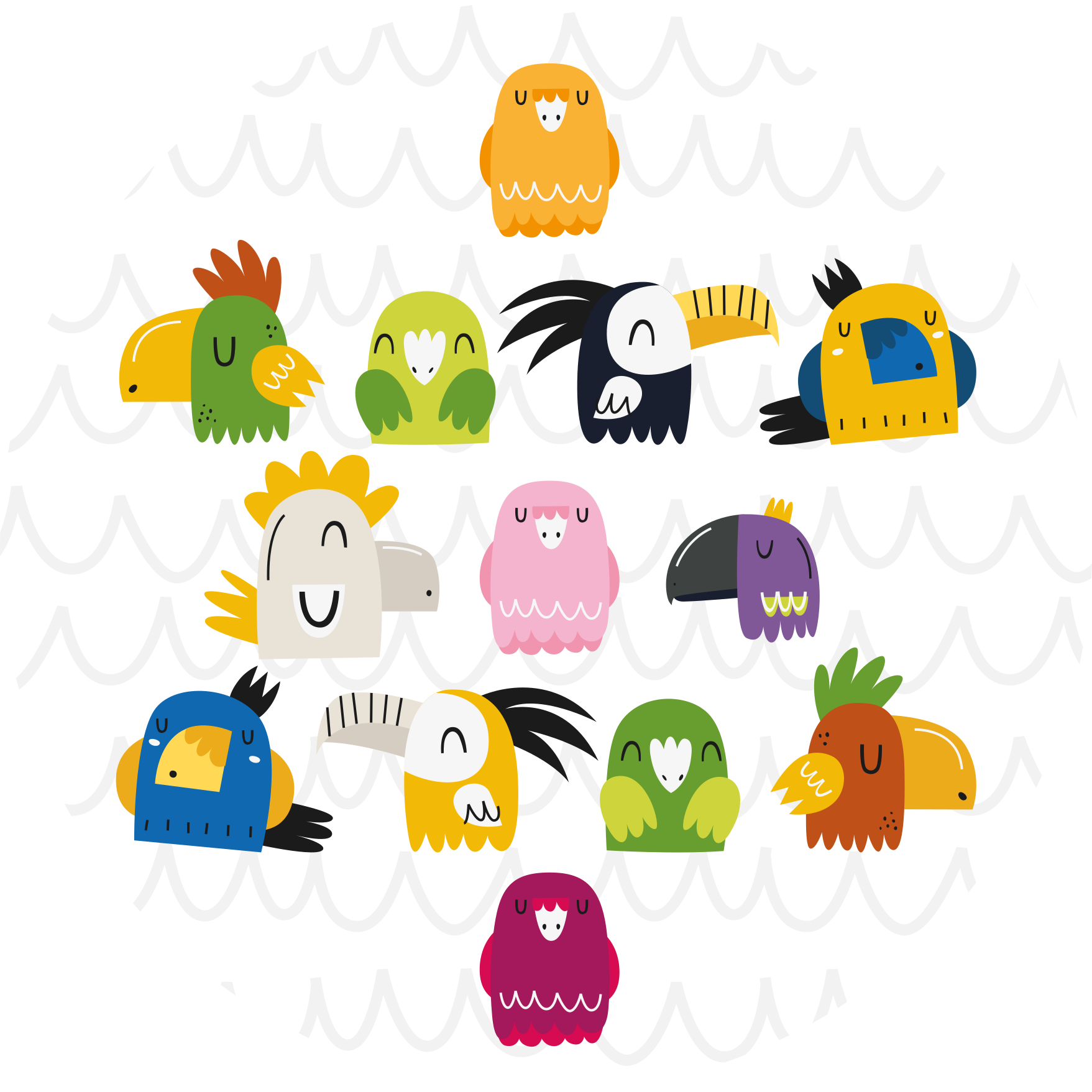 Vinyl Teppich Kinderzimmer bunte vogelgesichter - TenStickers