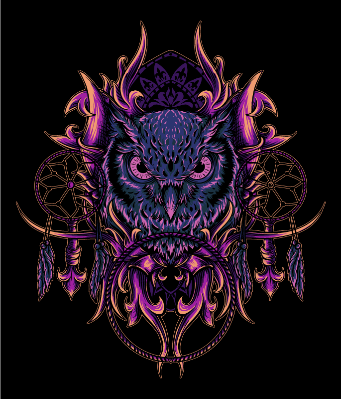 Vinyl teppich tiere eule traumfänger kunst - TenStickers