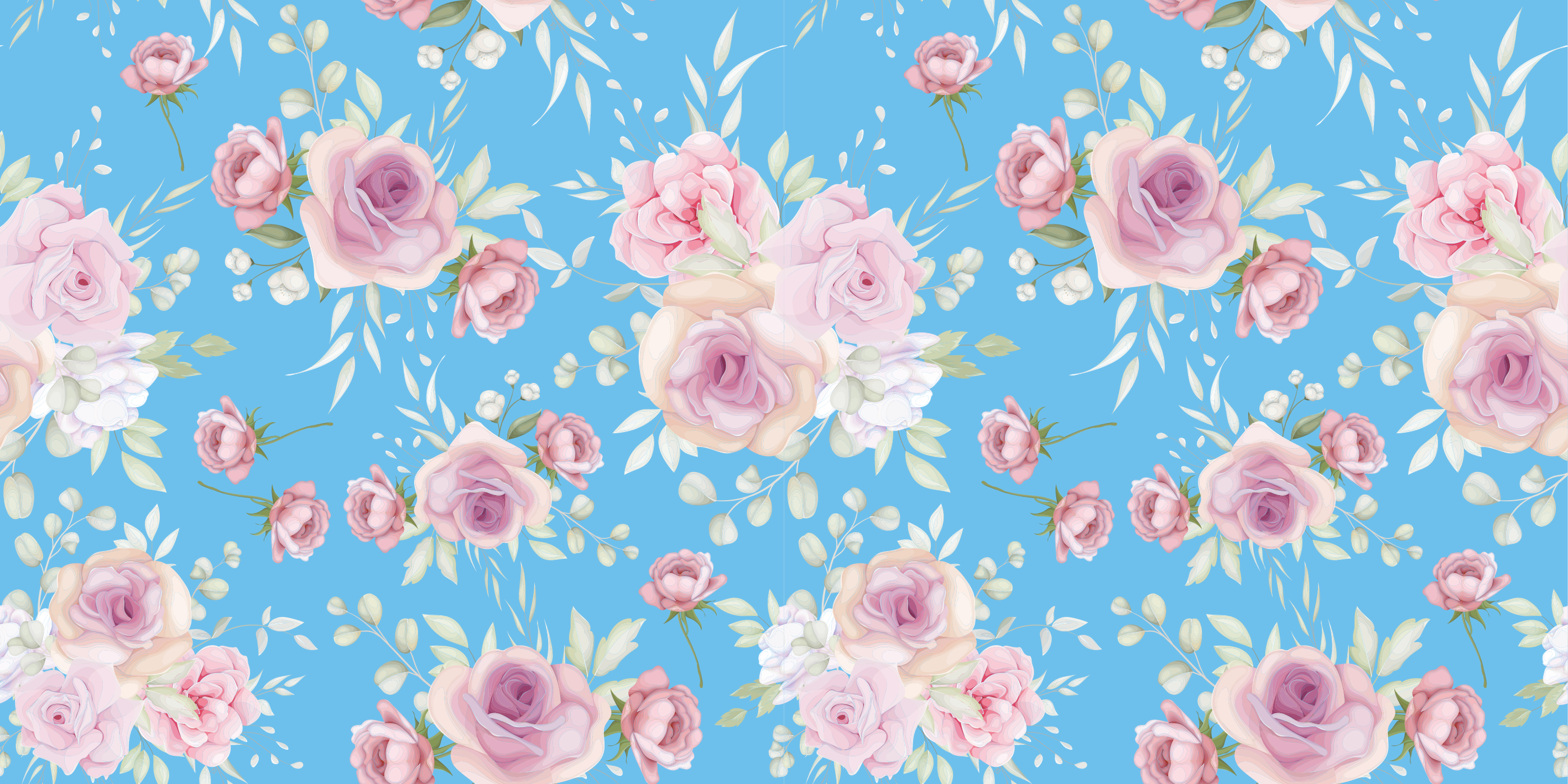 Vinyl Teppich Blumen rosenblüten auf blau - TenStickers