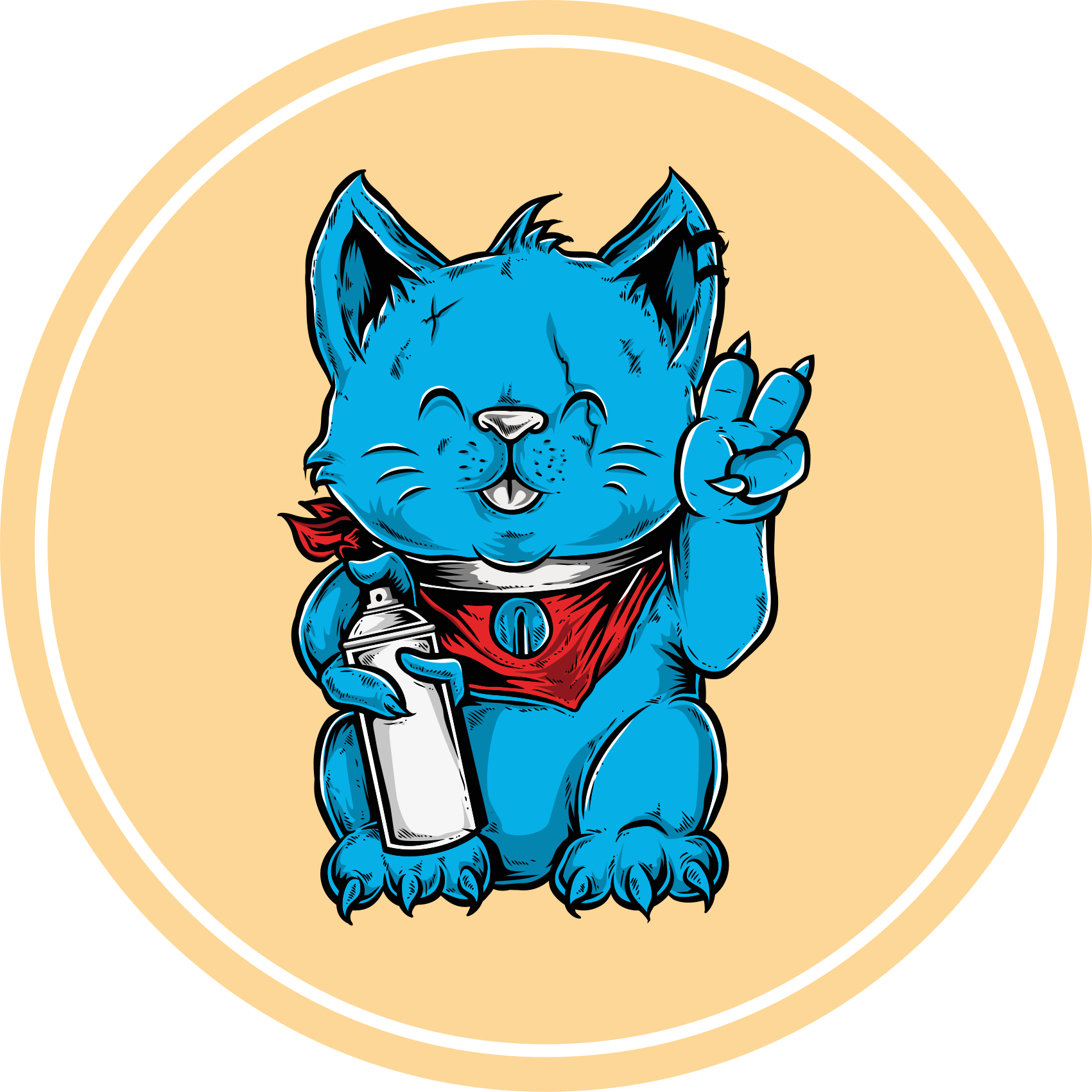 Vinyl Teppich Tiere blaue katze mit babyflasche - TenStickers