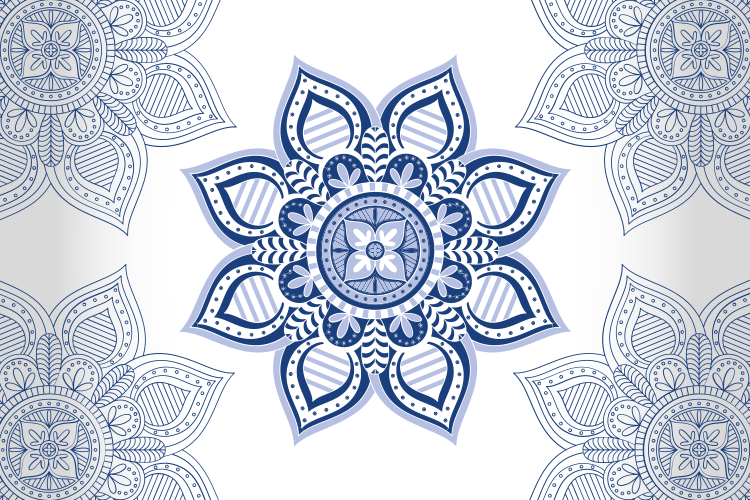Vinyl Teppich Mandala komplizierte blaue blumen - TenStickers