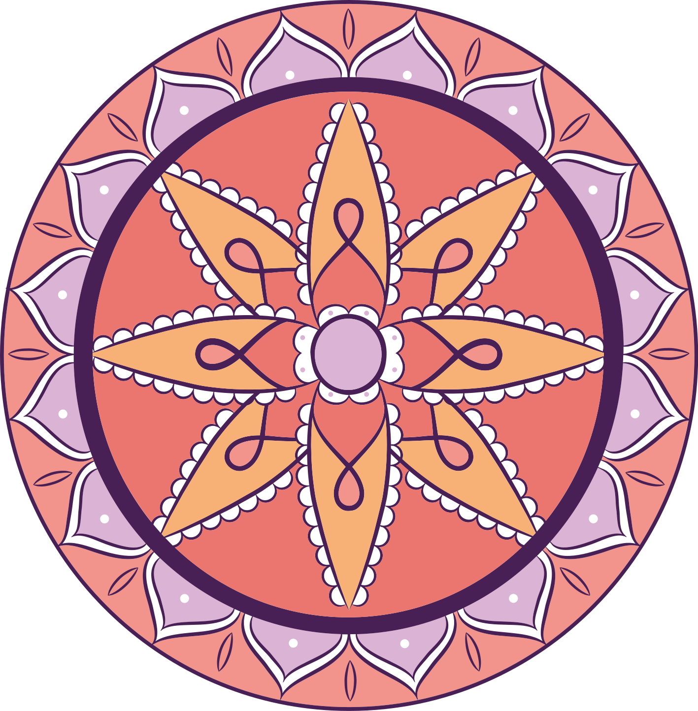 Vinyl Teppich Mandala einfaches rosa motiv - TenStickers