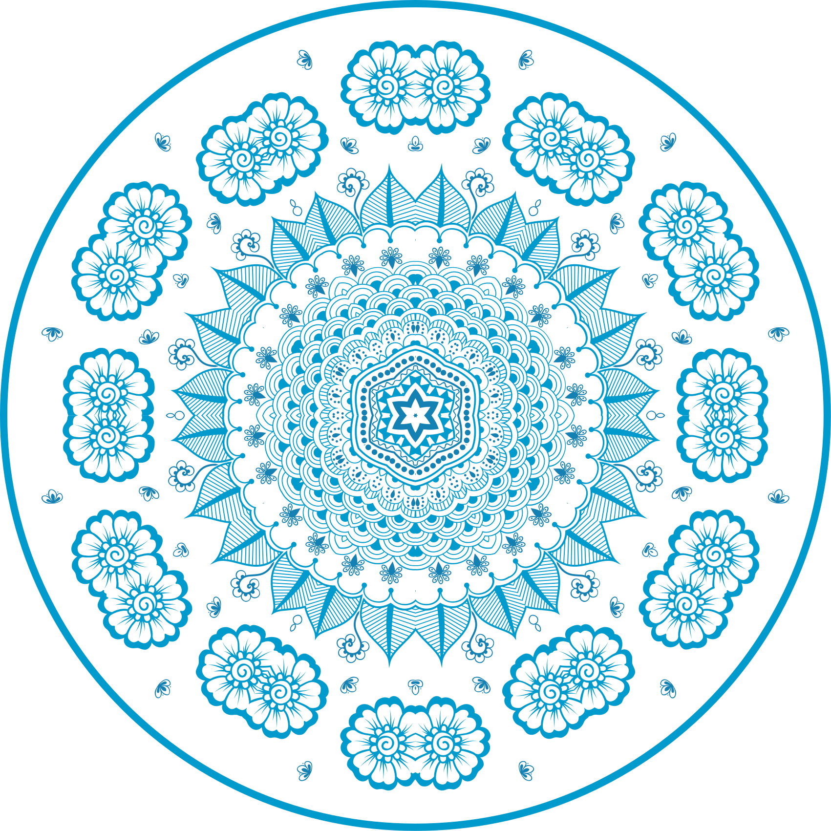 Vinyl Teppich Mandala komplizierte florale inspiration - TenStickers