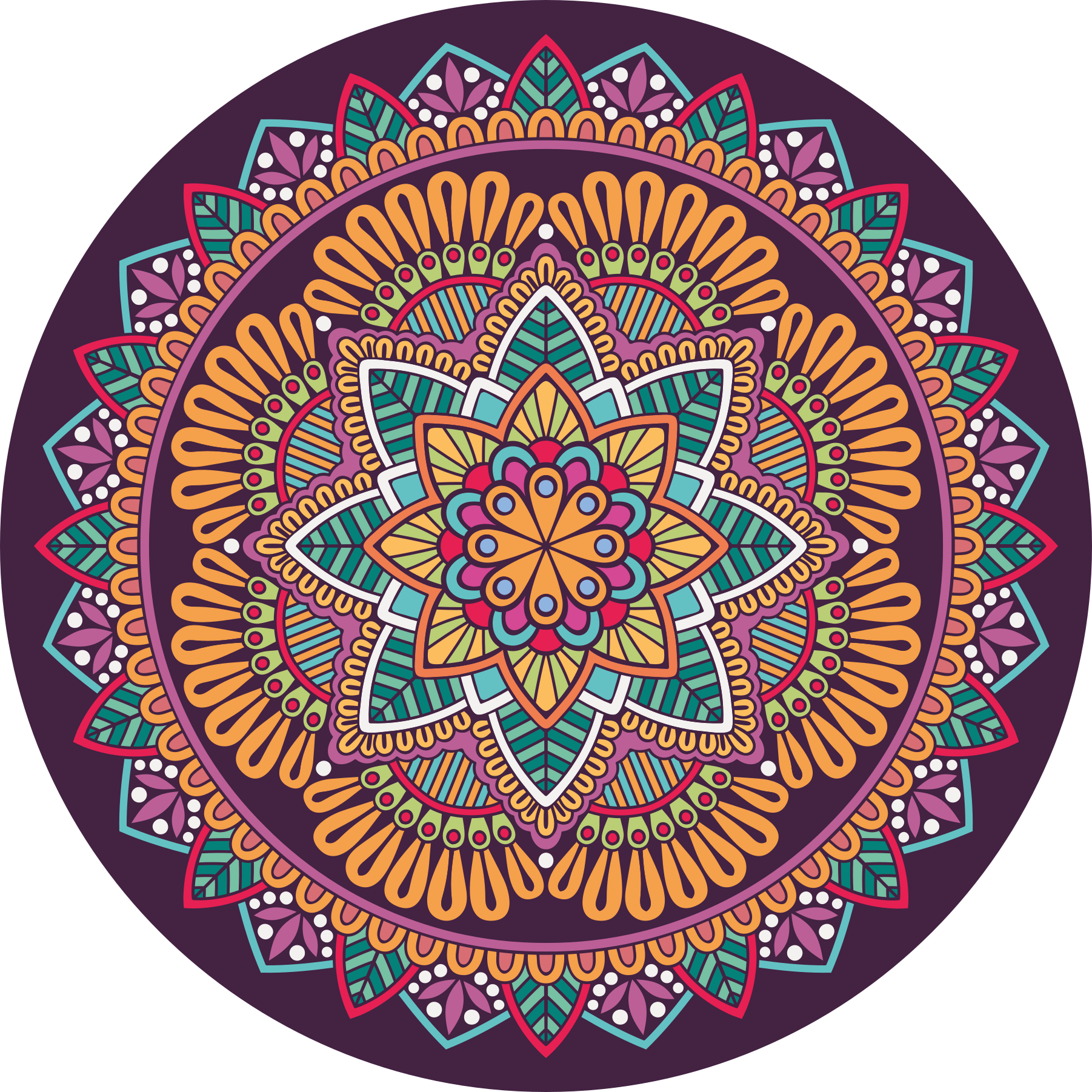 Vinyl teppich mandala lebendiges blühen element - TenStickers