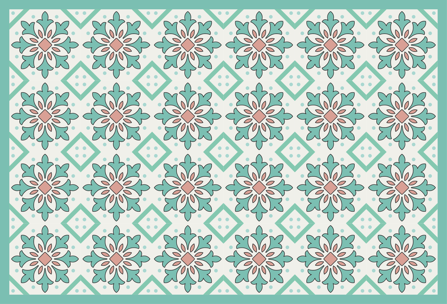 Vinyl Teppich Fliesenoptik blumenmosaik-konzept - TenStickers