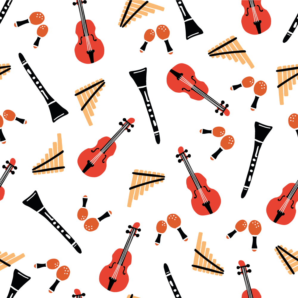 Vinyl teppich kindlich mit musikinstrumenten-motiven - TenStickers