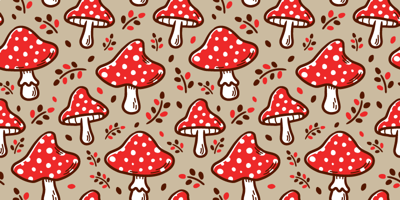 Vinyl teppich blumen mit lebendigen pilzmotiven - TenStickers