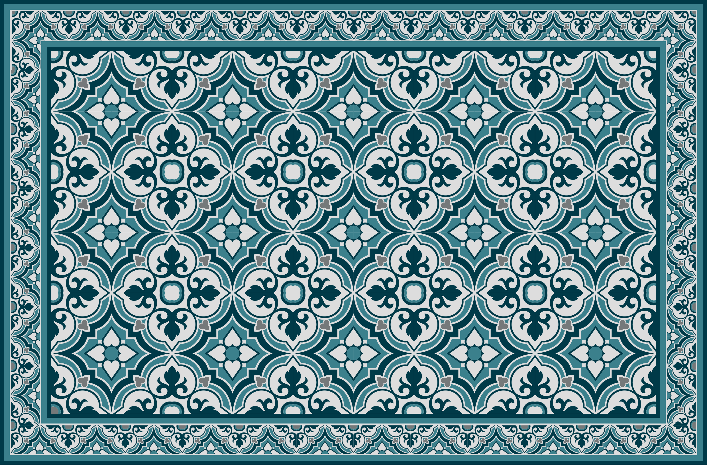 Vinyl Teppich Fliesenoptik elegantes blaues motiv - TenStickers