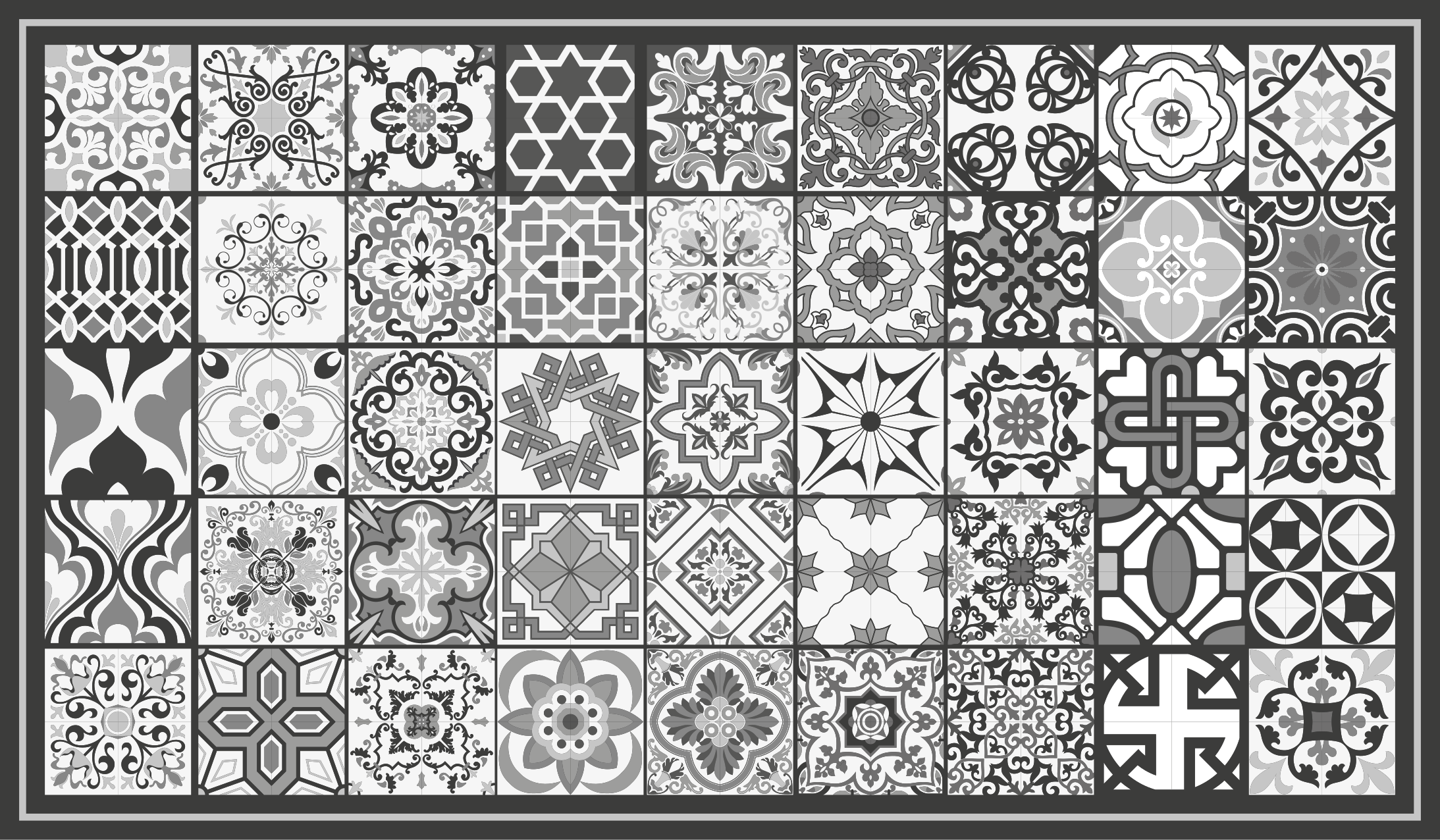 Vinyl Teppich Küche dunkelgraues rustikales Mosaikmuster - TenStickers