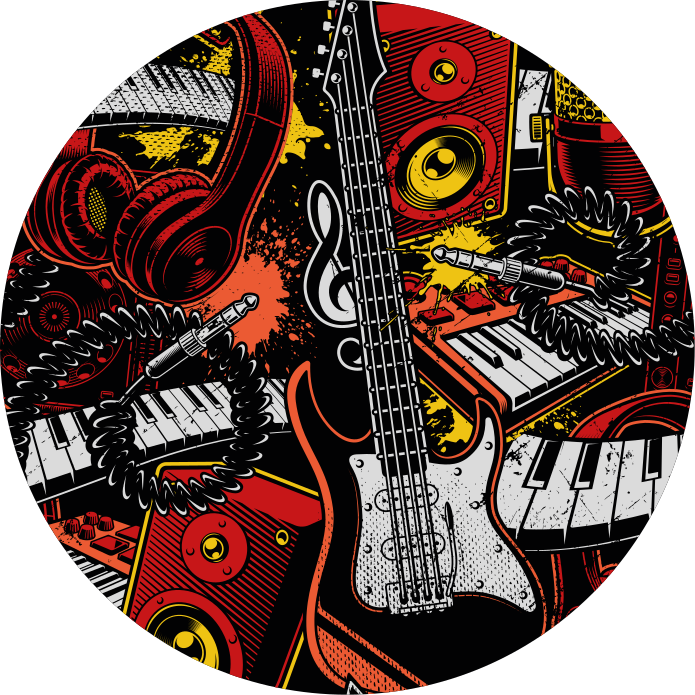 Vinyl teppich kindlich instrumente chaos - TenStickers