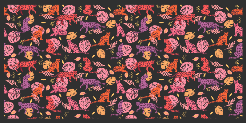 Vinyl Teppich Tiere bunte dschungelkatzen - TenStickers