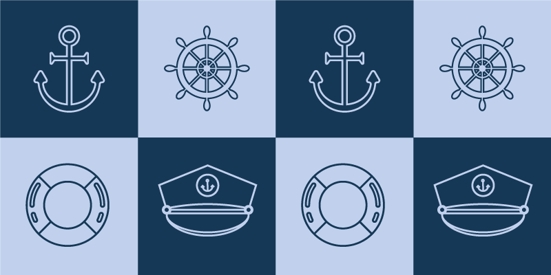 Vinyl Teppich Weltkarte nautische themen-symbole - TenStickers