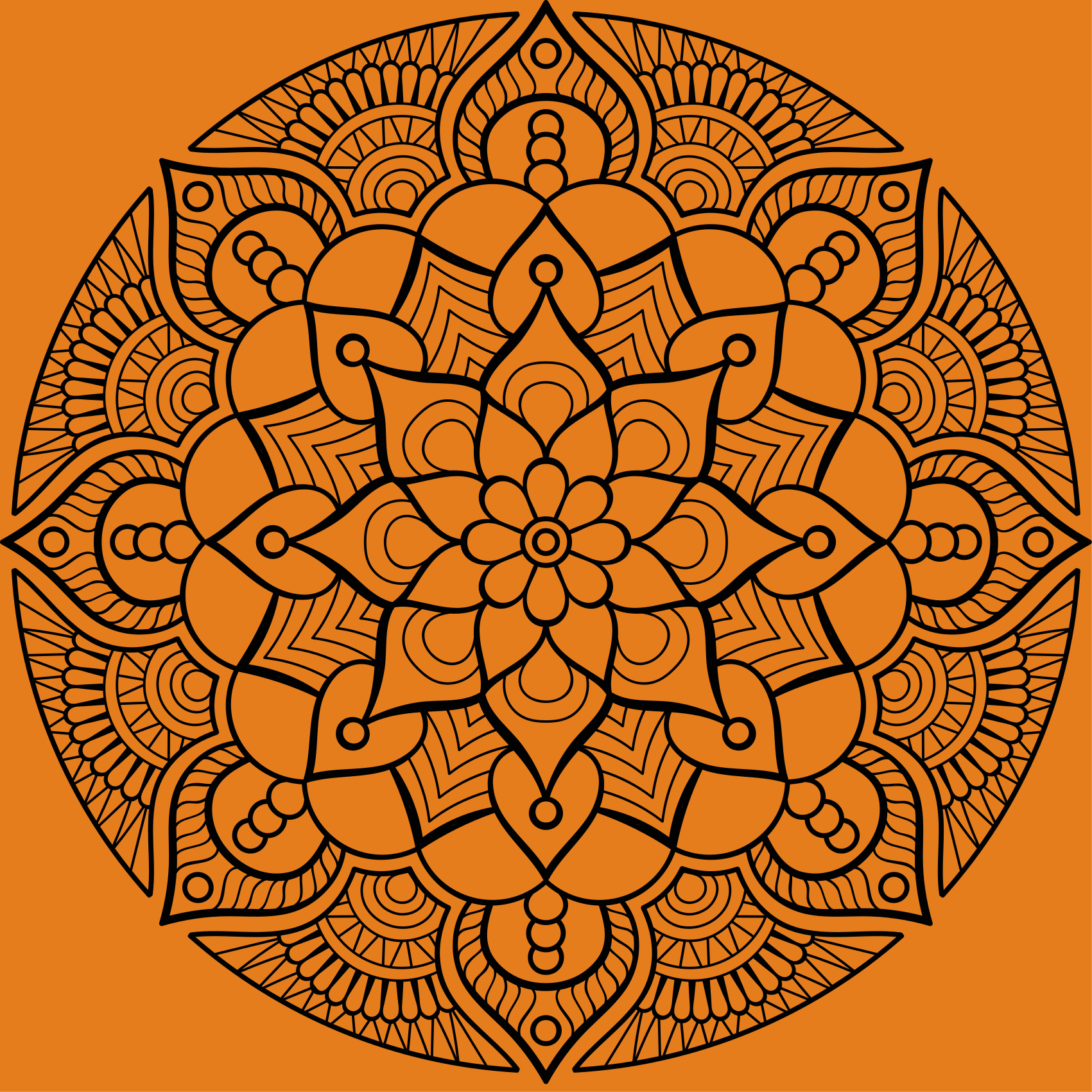 Vinyl teppich mandala in orange mandala muster - TenStickers