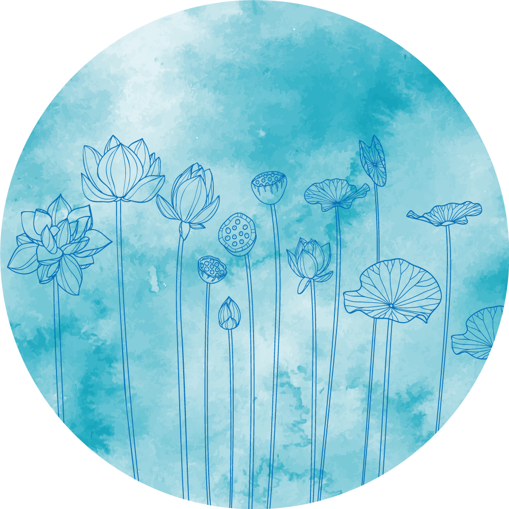 Vinyl Teppich Blumen lotus blau spritzen - TenStickers