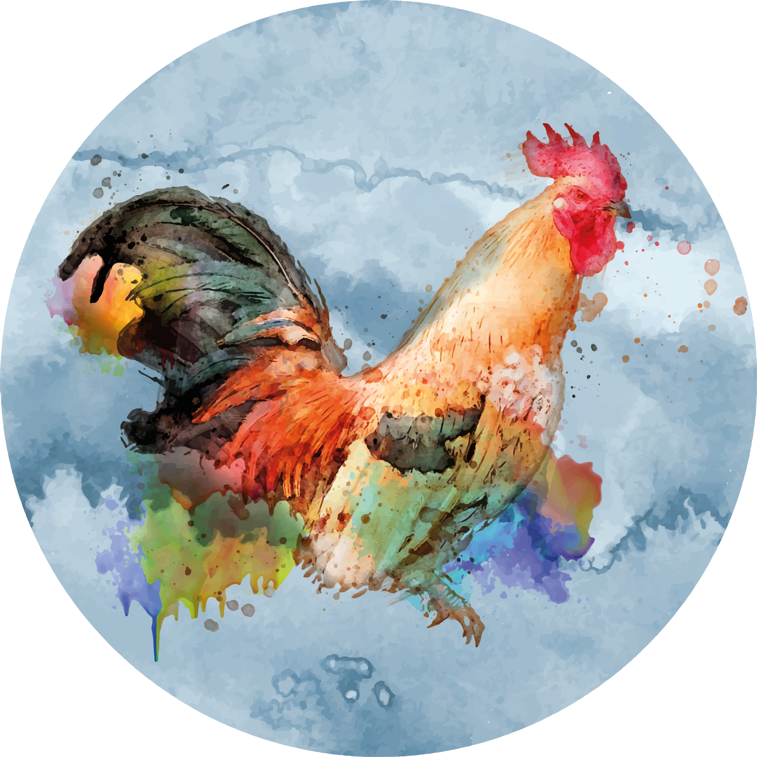 Vinyl teppich tiermuster bunter hahn spritzer - TenStickers