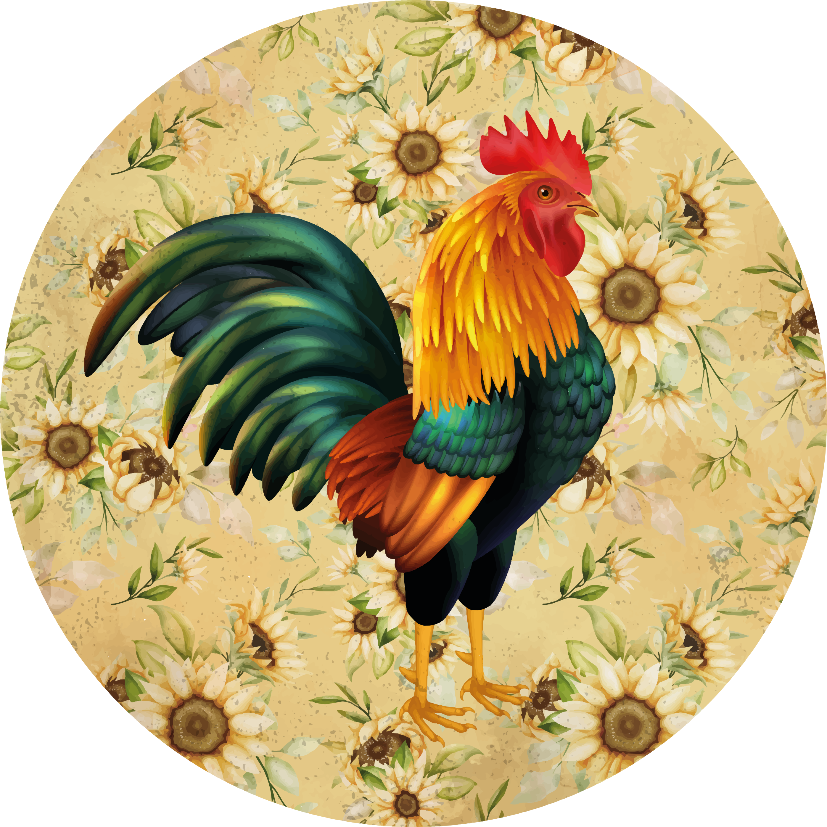 Vinyl teppich blumen lebendiger hahn ausblick - TenStickers