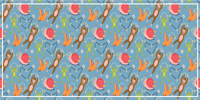 Vinyl Teppich kindlich bunte weltraumkreaturen - TenStickers