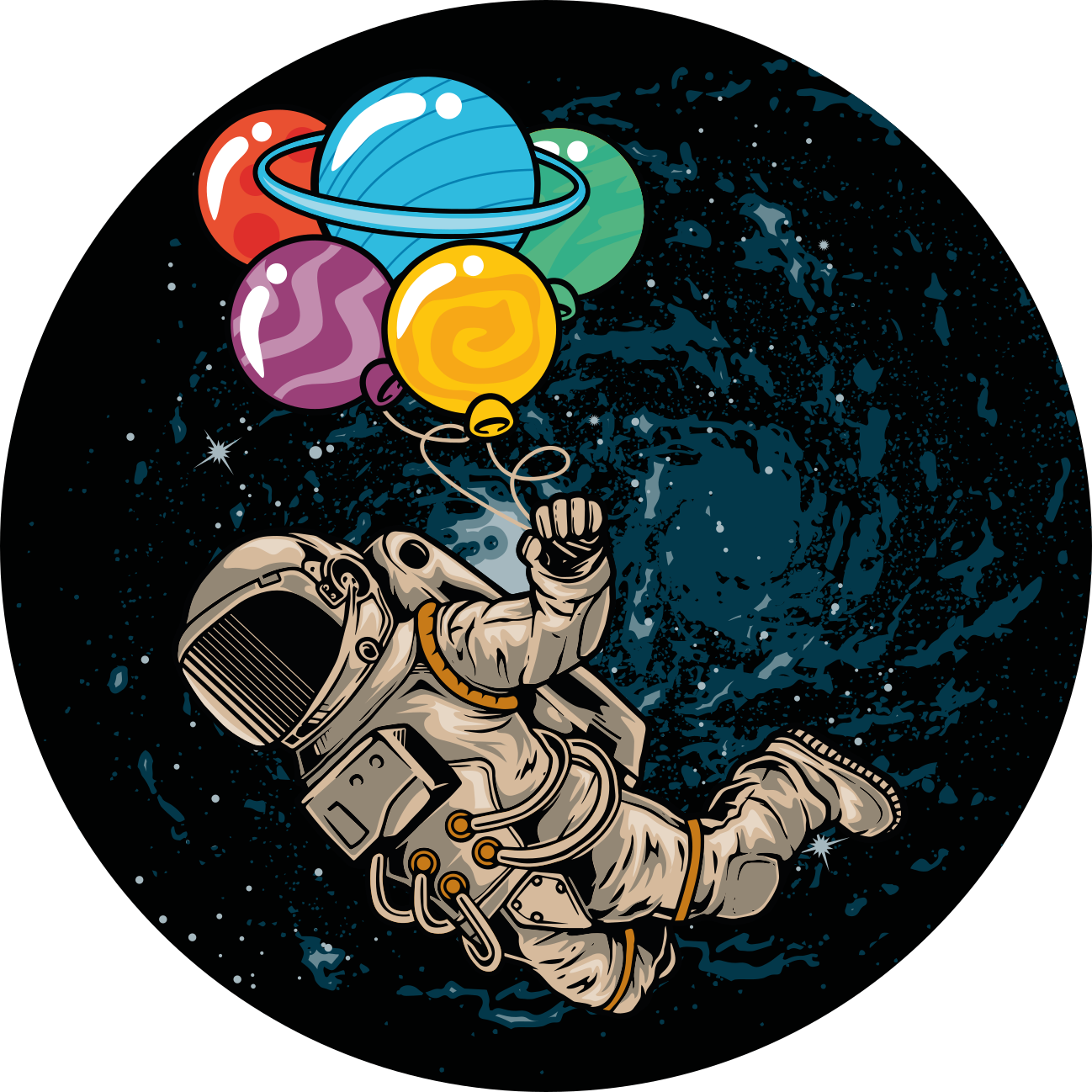 Vinyl Teppich kindlich astronaut mit ballons - TenStickers