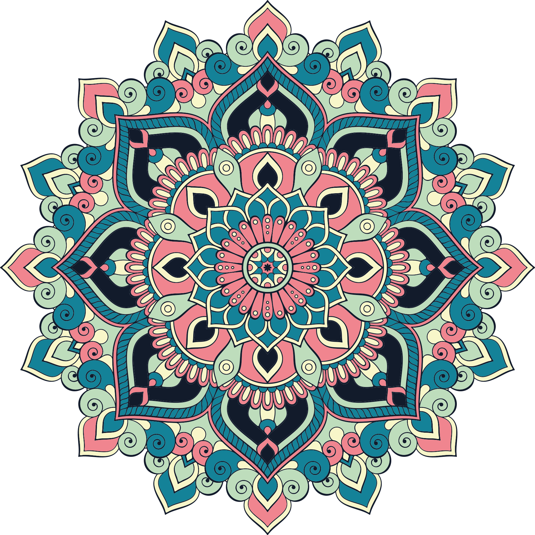 Vinyl Teppich Mandala buntes florales element - TenStickers
