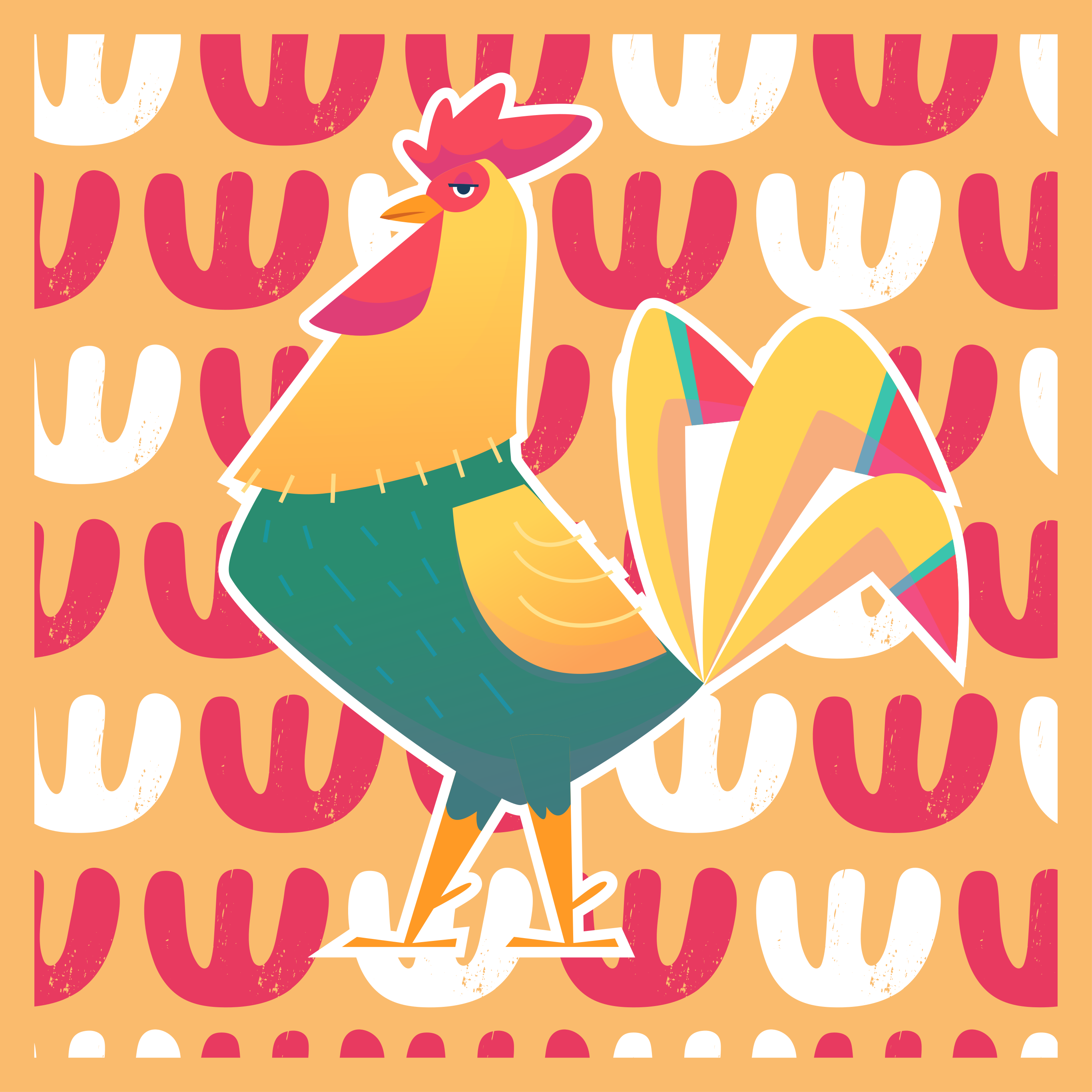 Vinyl Teppich Tiere bunte hahnkunst - TenStickers