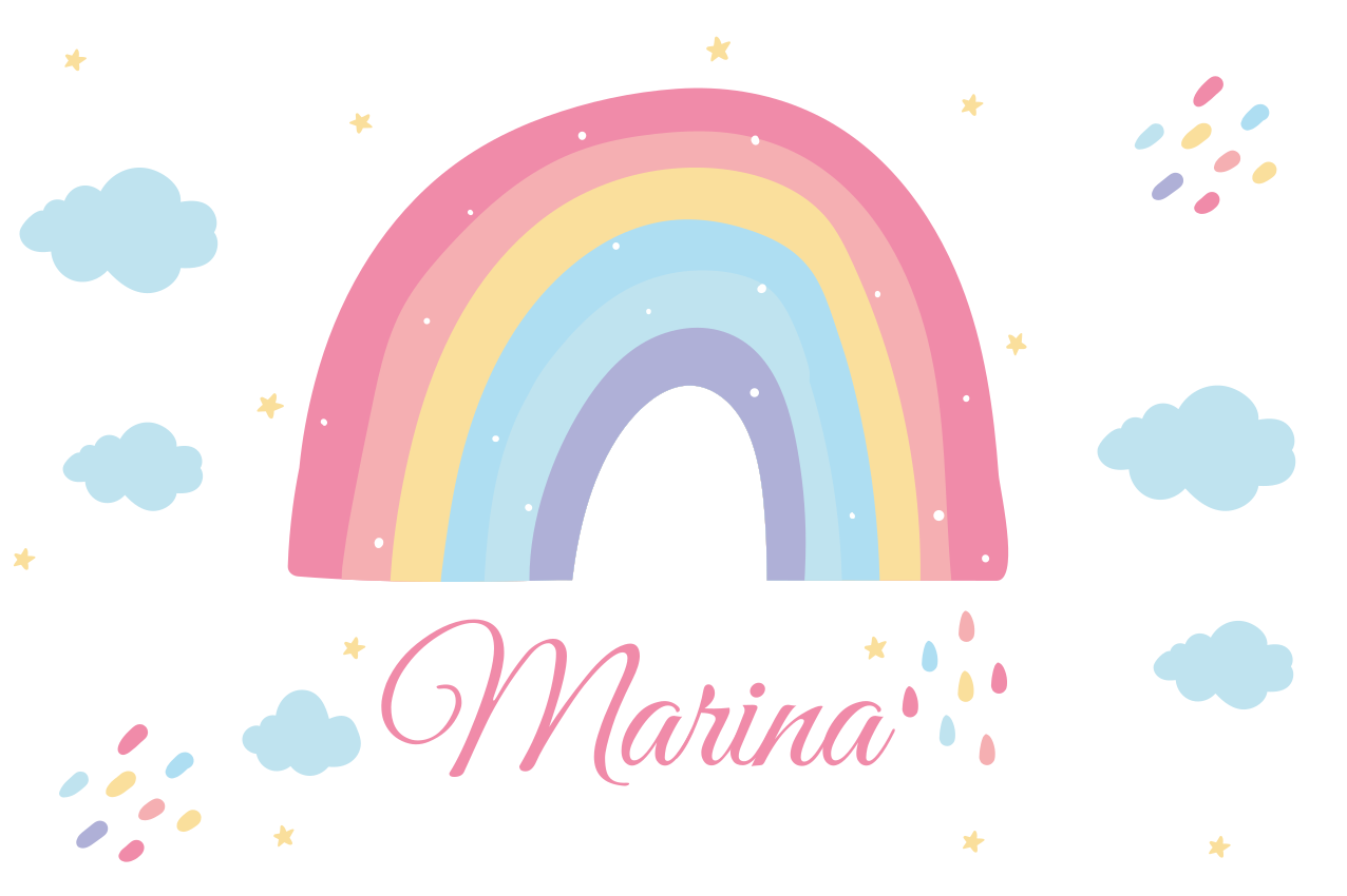 Vinyl Teppich mit Namen personalisierter bunter regenbogen - TenStickers