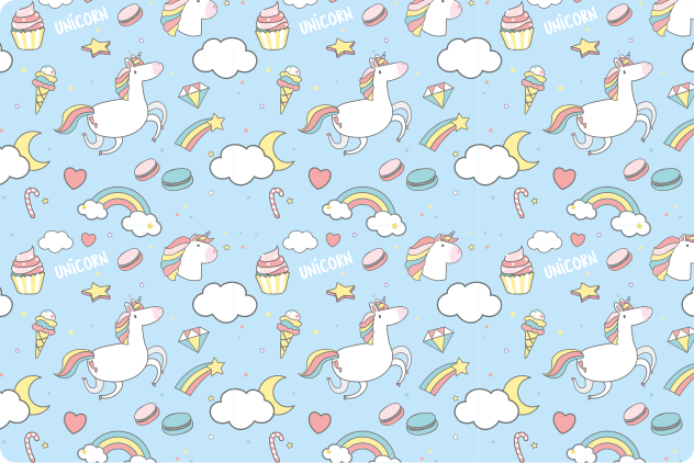 Vinyl teppich kinderzimmer einhorn fantasie blau - TenStickers