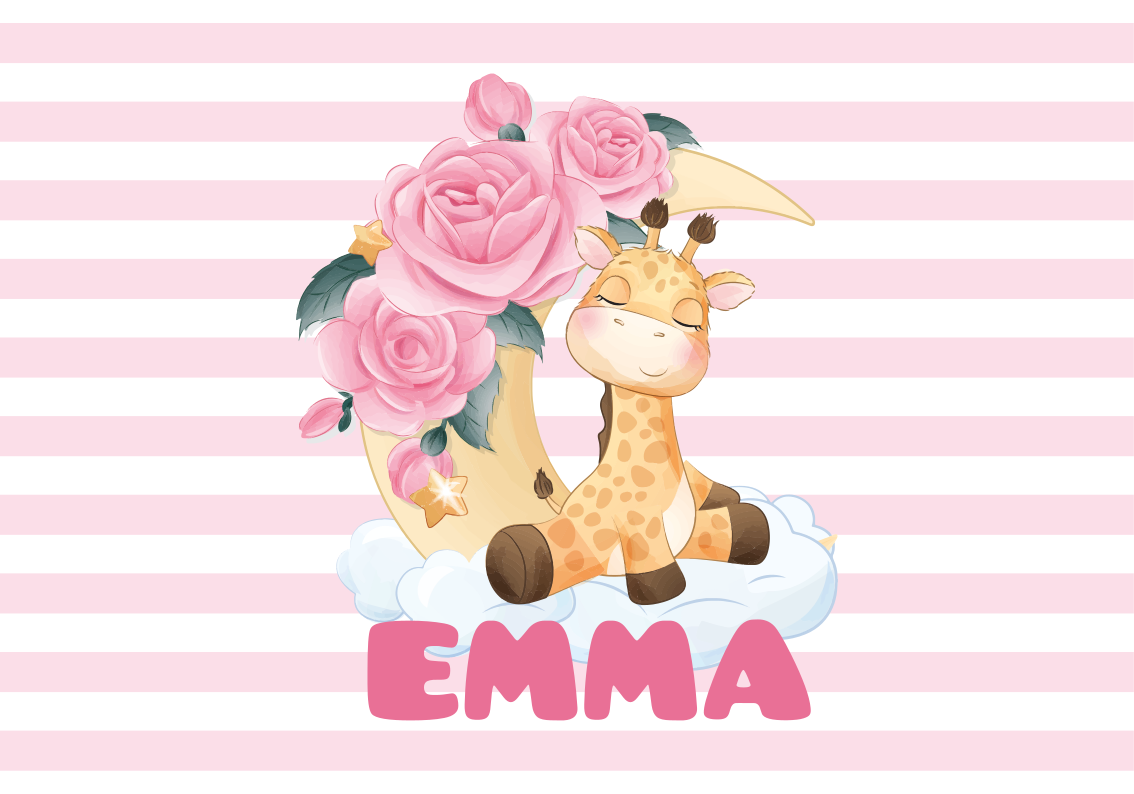 Vinyl teppich baby mit fröhlicher giraffe - TenStickers