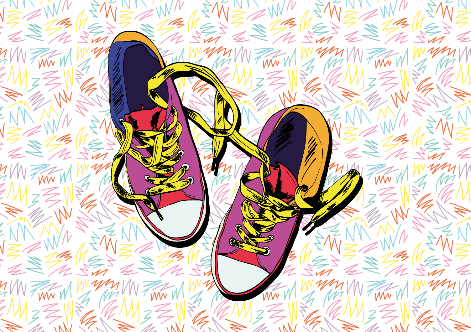 Vinyl teppich jugendzimmer mit buntem sneaker-muster - TenStickers