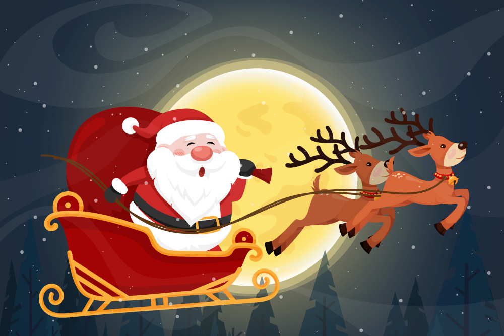 Vinyl teppich weihnachten schlittenfahrt des weihnachtsmanns - TenStickers