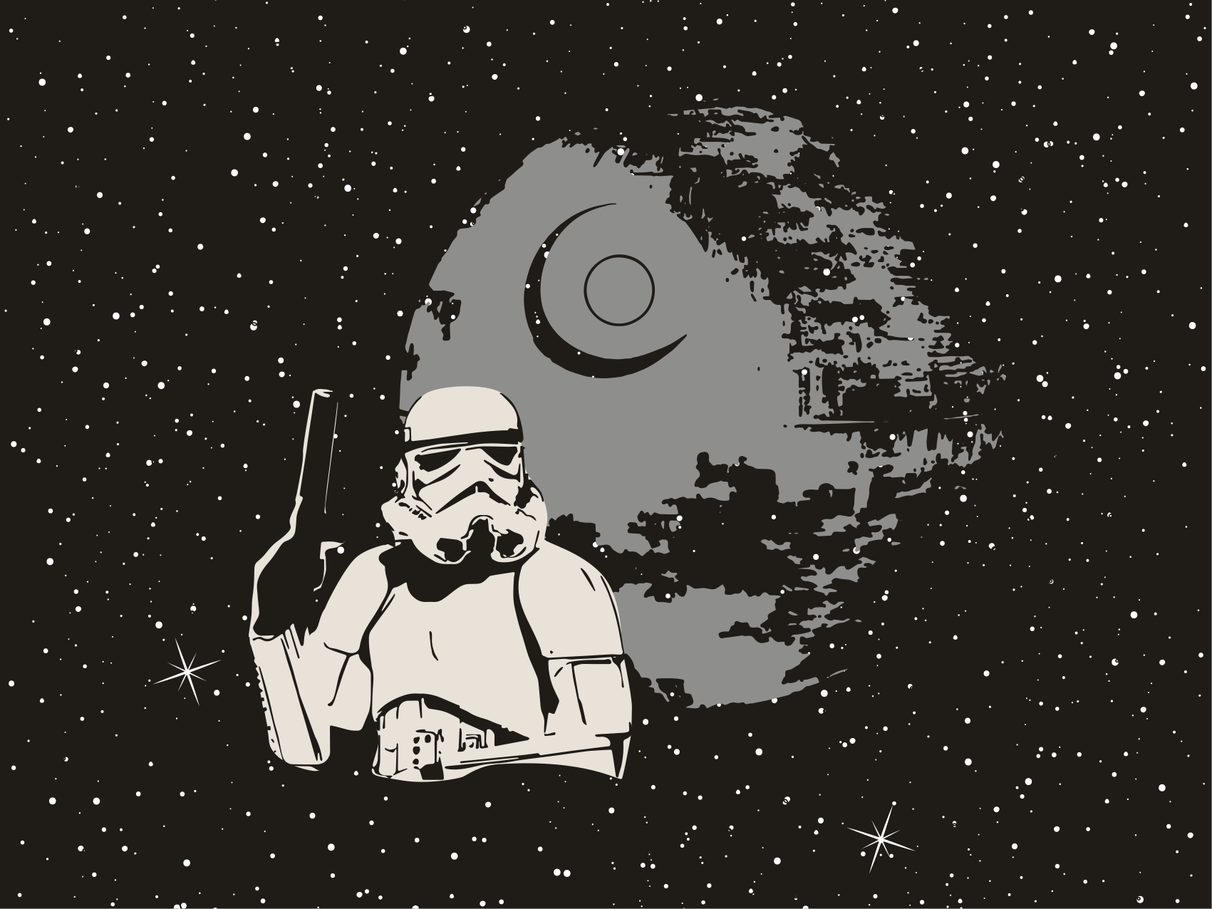 Vinyl Teppich kindlich weltraum-stormtrooper-szene - TenStickers