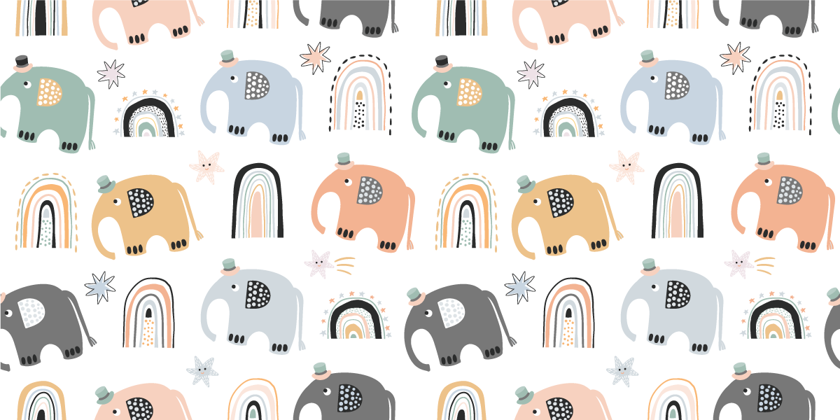 Vinyl Teppich Baby bezaubernde elefantenparade - TenStickers