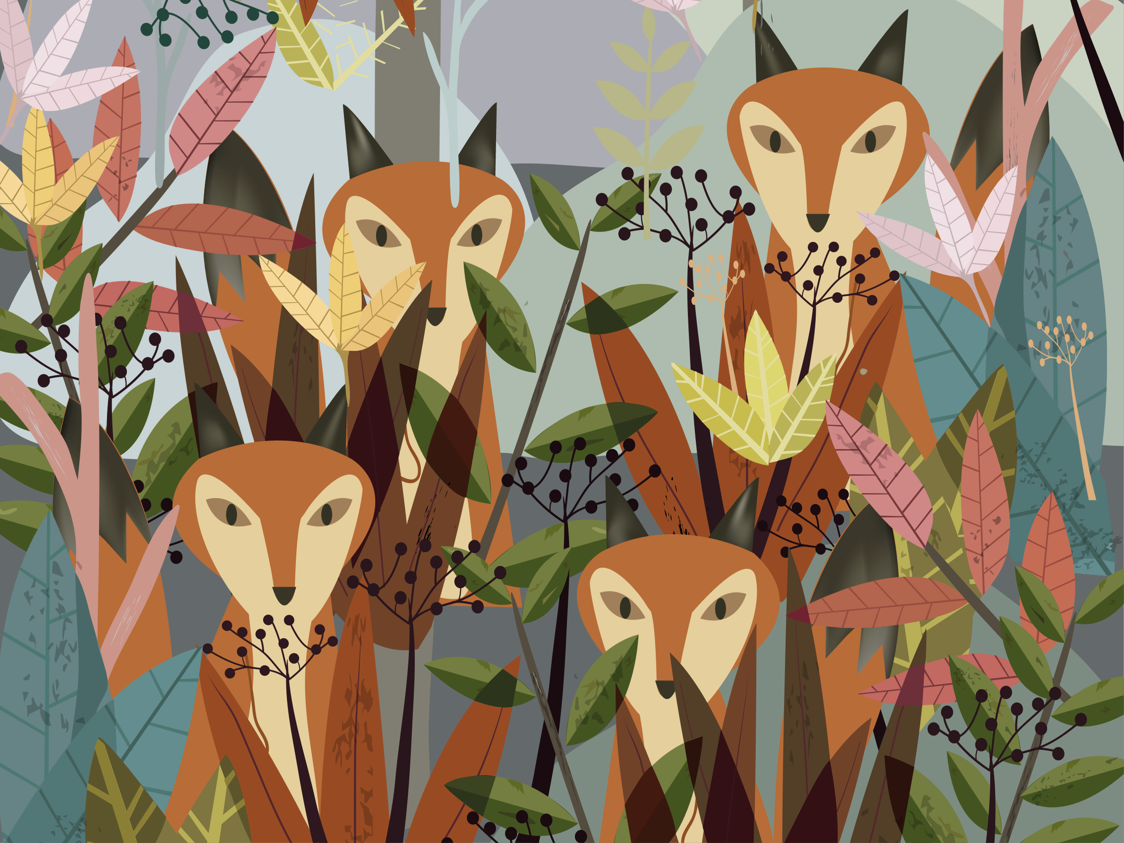 Vinyl teppich tiere waldtiere kunst - TenStickers