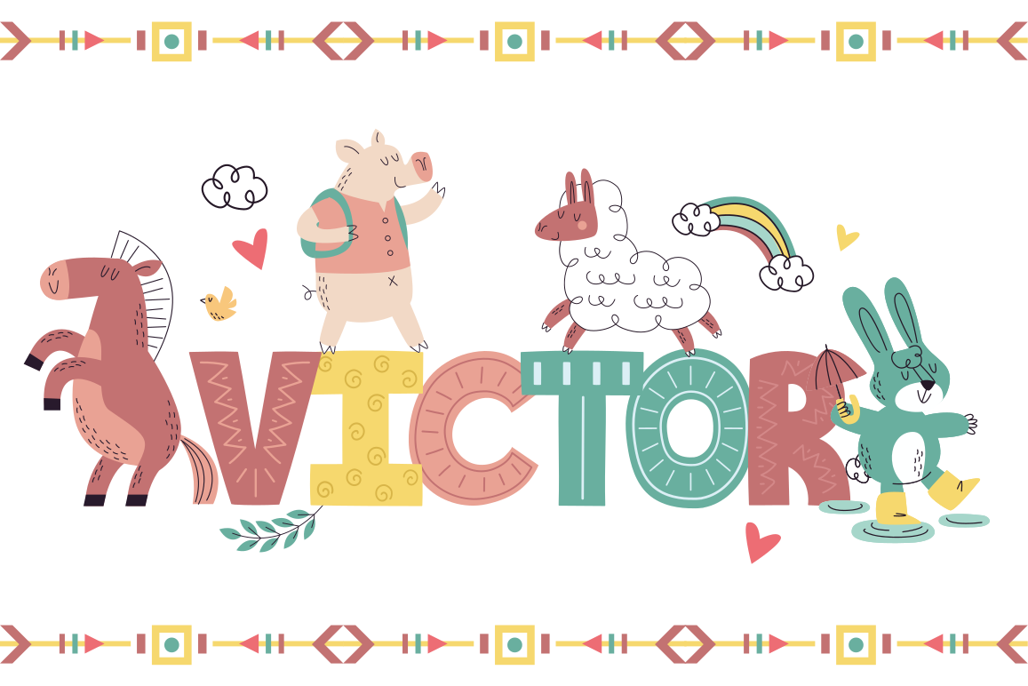 Vinyl Teppich mit Namen verspielte alphabet-tiere - TenStickers