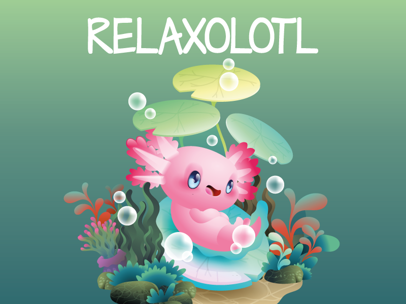 Vinyl Teppich kindlich relaxolotl-teich - TenStickers