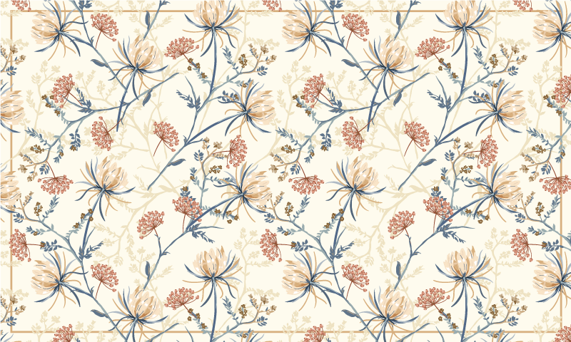 Vinylteppich Blumen blumen im Chinoiserie-Stil - TenStickers