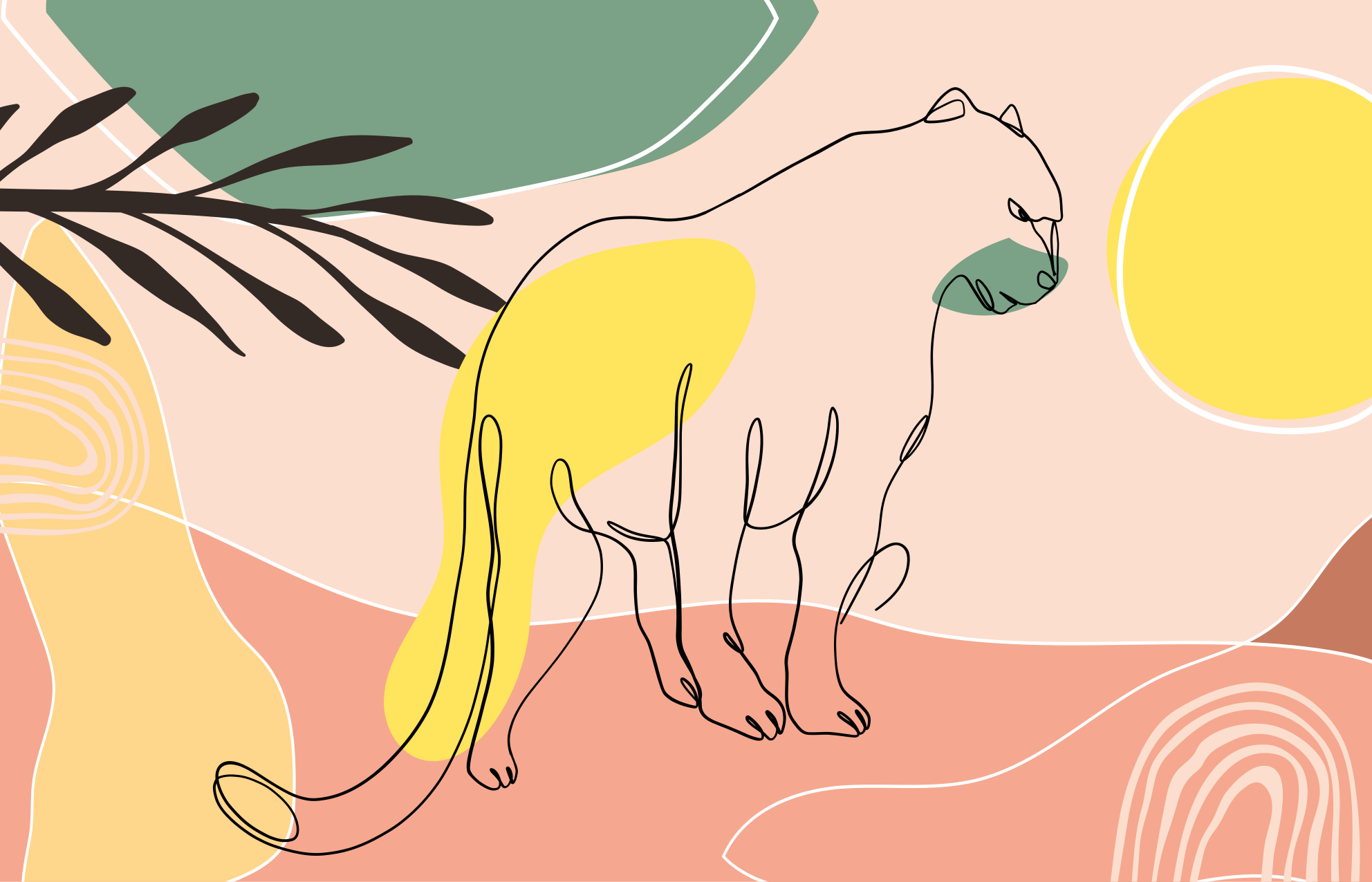 Vinylteppich Tier gezeichnete Panther - TenStickers