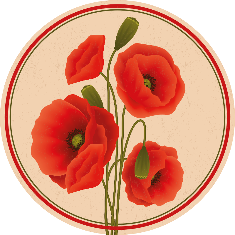 Vinylteppich Blumen rote mohnblumen - TenStickers