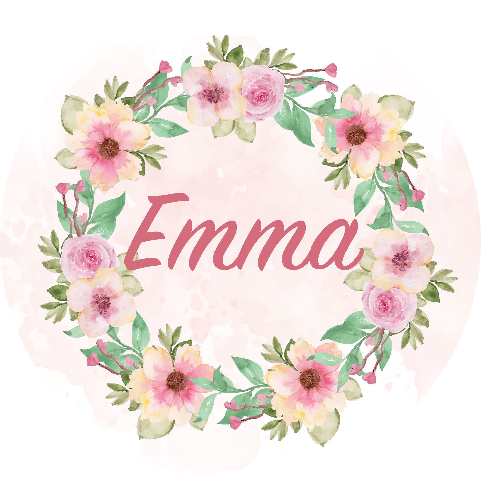 Vinyl Teppich mit Name Blumenkranz - TenStickers