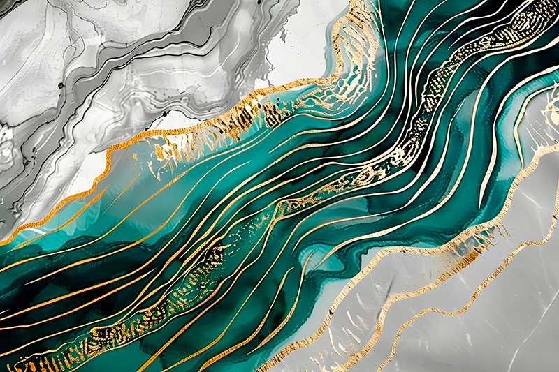 Vinyl Teppich Marmor grau-grünes Design - TenStickers