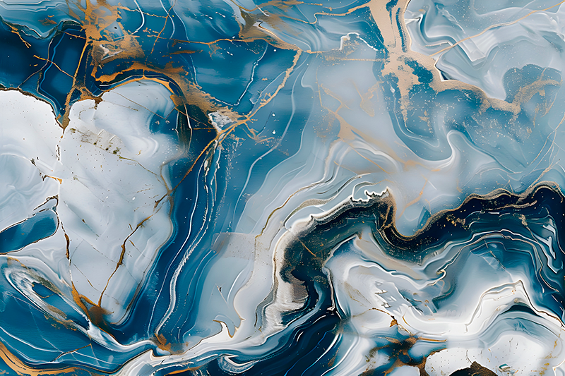 Vinyl Teppich Marmor marineblau und weiß - TenStickers