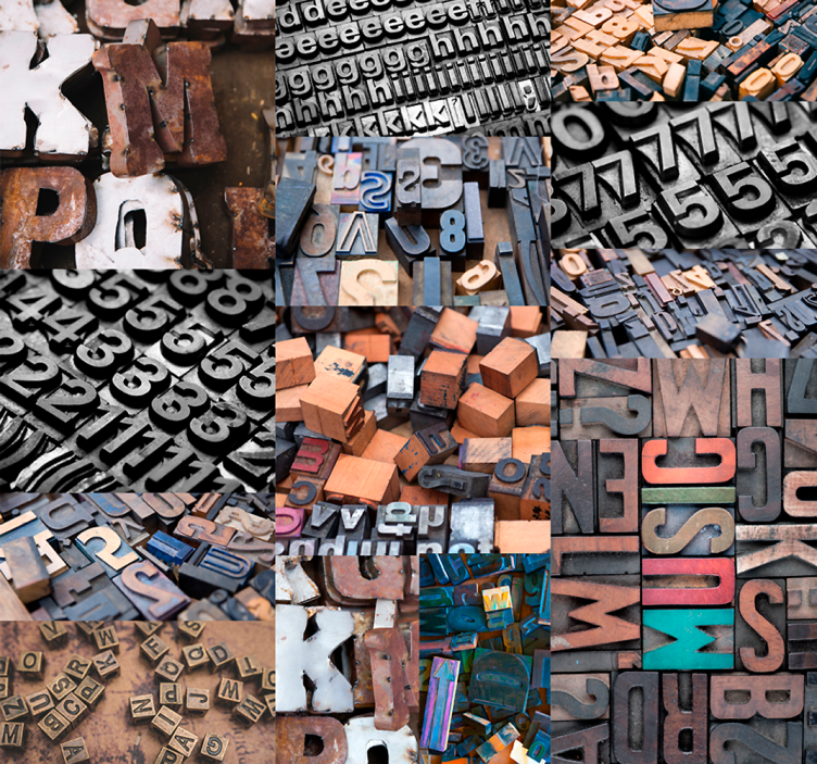 Vintage Buchstaben Tapete - TenStickers