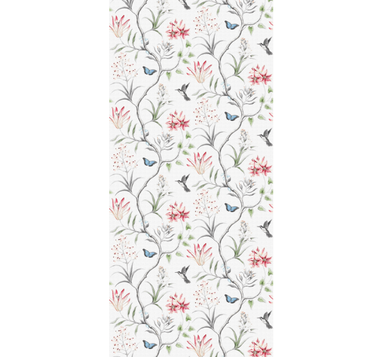 Tapete Florale Ornamente blumen-vogel-muster - TenStickers