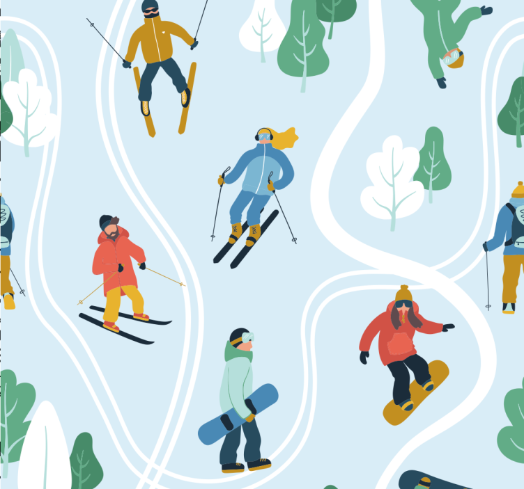 Babyzimmer Tapete spielerischer wintersport - TenStickers