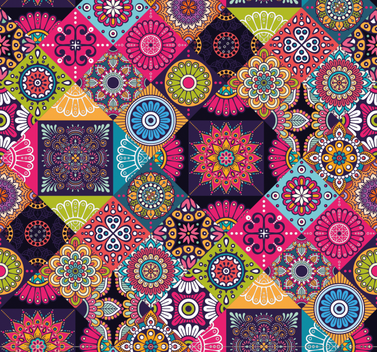 Wohnzimmer Tapeten Dunkle Mandala-Fliesen - TenStickers