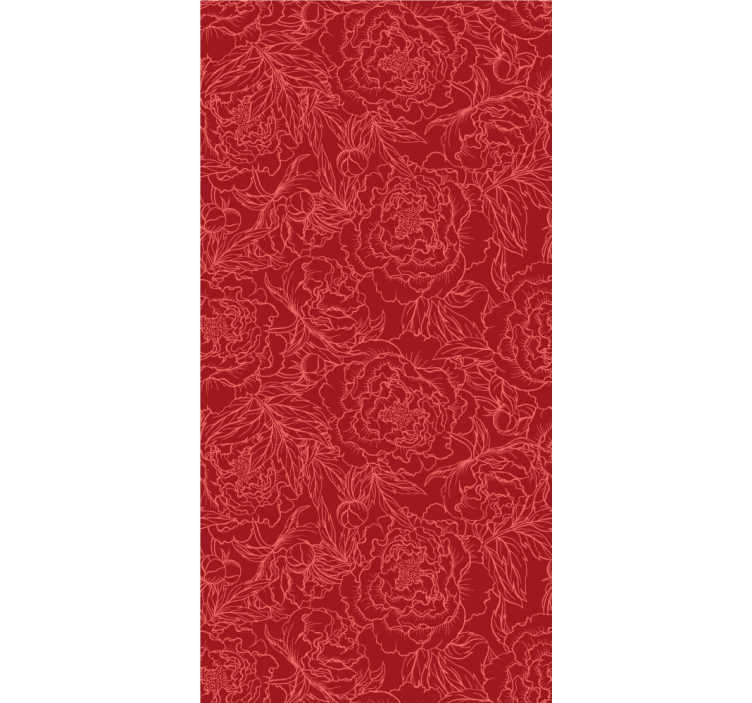 Blumentapete rotes umriss-rosen-muster - TenStickers