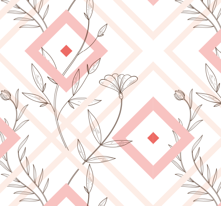 Wohnzimmer Tapete florale rautenformen - TenStickers