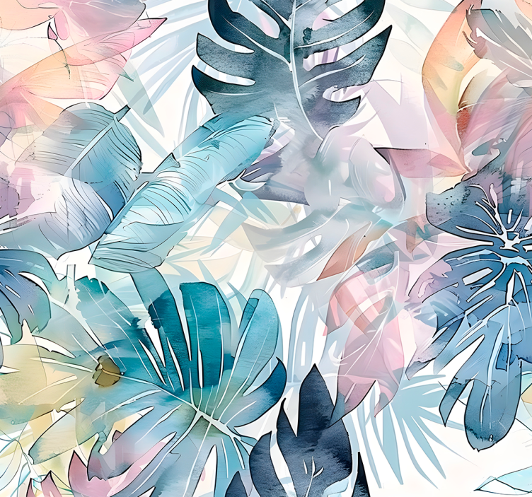 Tapete Blätter große gezeichnete Blätter - TenStickers